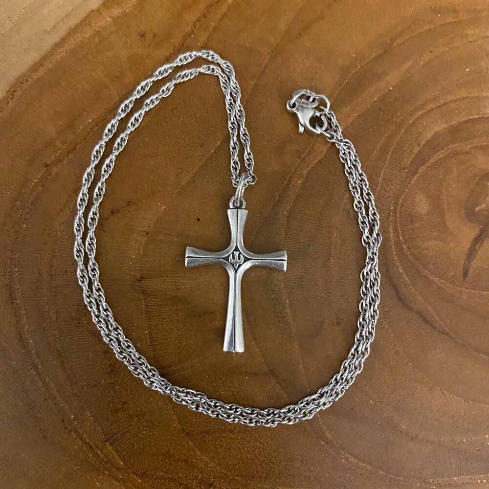 RETIRED James Avery Serenity Cross Necklace, 16", Sterling Silver